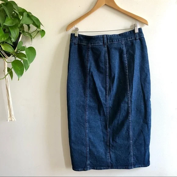 Madewell High Waisted Zip Up Denim Midi Skirt - Picture 6 of 7